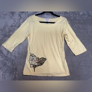 Key Lime Pie VTG 3/4 Sleeve Blouse Top Women’s Small Yellow Cute Coquette